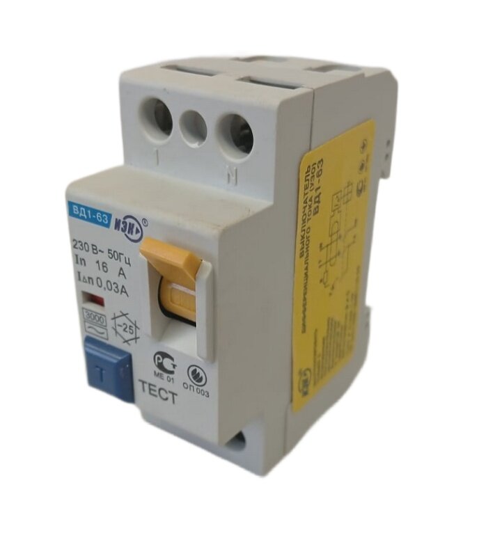 Выключатель дифференциального тока (УЗО) 2П 16А 30мА 3000A ВД1-63 ИЭК