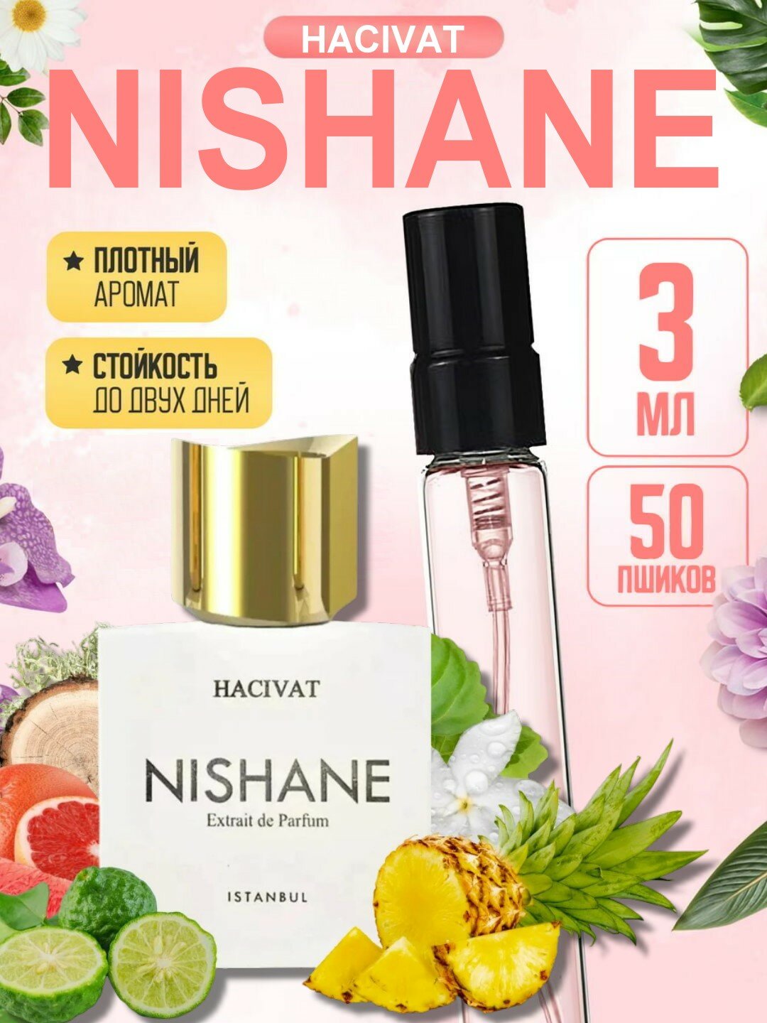 Наливная парфюмерия, унисекс парфюмерная вода для мужчин и женщин, унисекс духи по мотивам Hacivat Nishane, 3 мл
