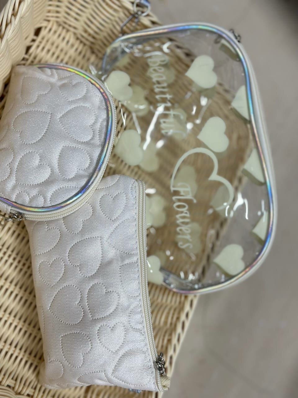 Комплект косметичек ширина: 8 см., высота: 13 см., длина: 10 см., , бежевый — фото 1