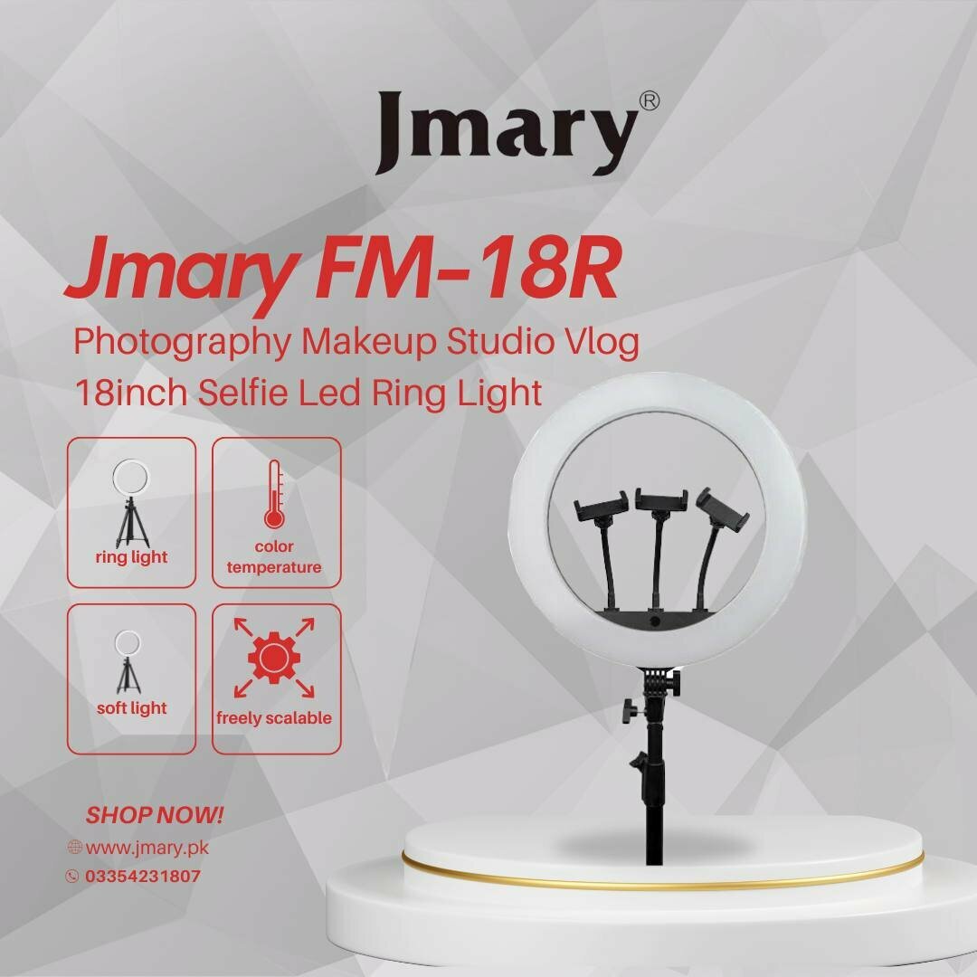 Кольцевая светодиодная лампа Jmary FM-18R (Без штатива) Цветовая температура: 2700K – 6500К