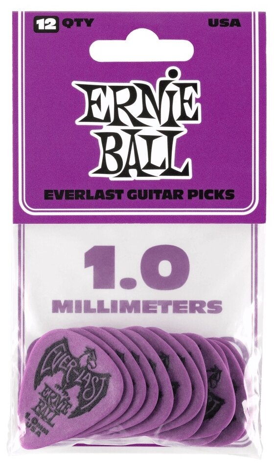 Ernie Ball 9193 Everlast медиаторы 1,0 мм, фиолетовый, упаковка 12 шт