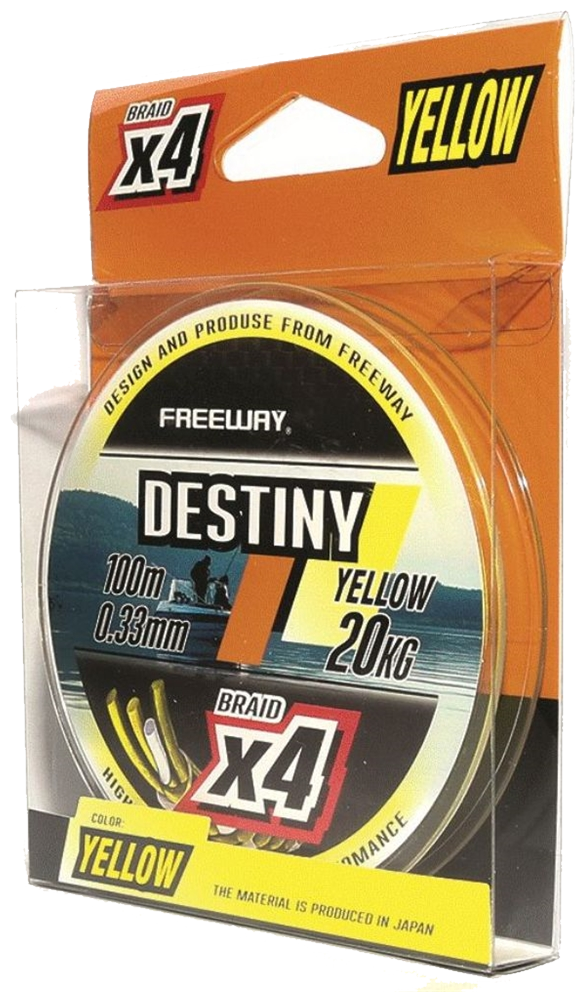 Шнур плетеный FWx4 DESTINY YELLOW 0.16 LB13 6kg