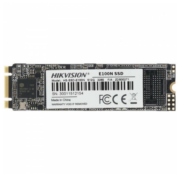 SSD M.2 HIKVision 512GB E100N Series (SATA3, up to 545/480MBs, 3D TLC, 140TBW, 22x80mm)