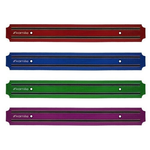 фото Держатель магнитный для ножей kamille км-1052 (38х5х1,5 см) красный, синий, зеленый, фиолетовый