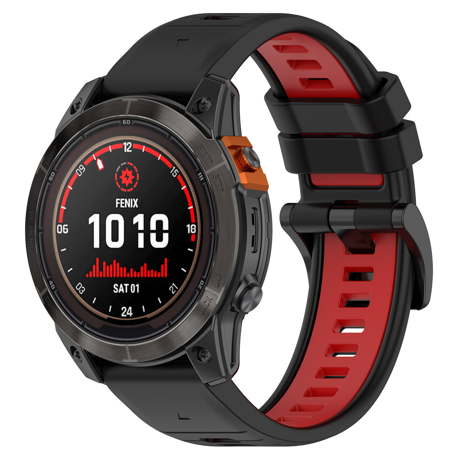 Двухцветный силиконовый ремешок для Garmin Fenix / Quaitx / Descent / Enduro, 26 мм, черно-красный