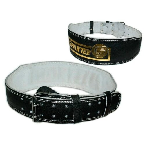 фото Пояс для тяжелой атлетики, сплит-кожа, черный, узкий, размер l, талия 80 - 100 см sprinter