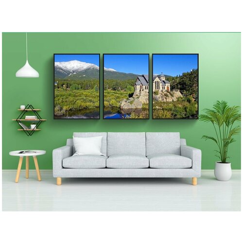 фото Набор модулных постеров для интерьера "горная часовня на скале, сен-мало, мало" 60x90 см. в тубусе, без рамки lotsprints