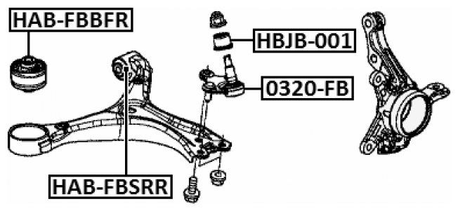 Сайлентблок передний переднего рычага Febest HAB-FBBFR