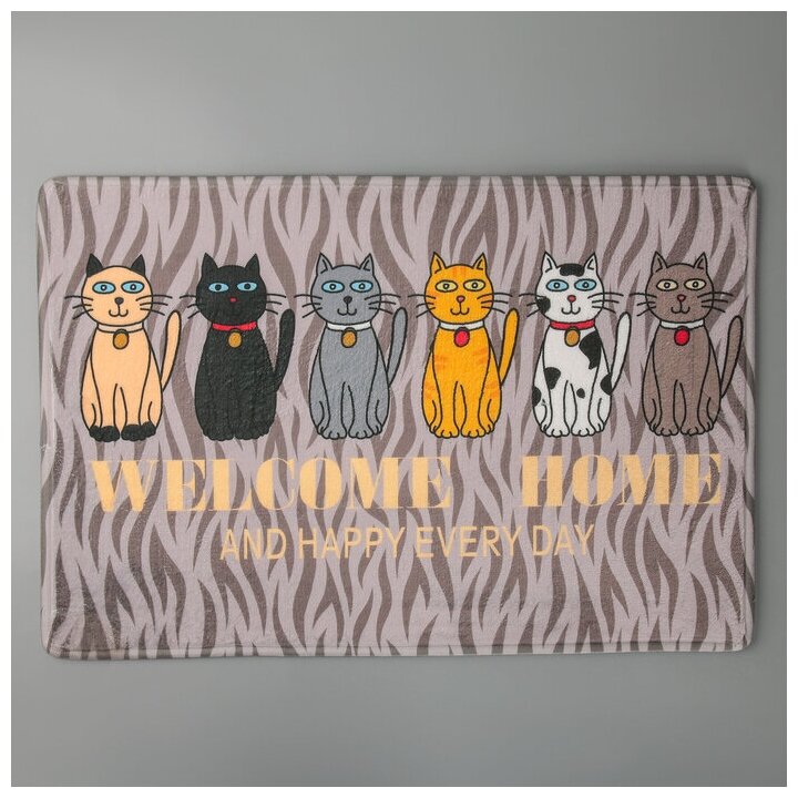 Доляна Коврик для ванной Доляна «Кошки», 40×60 см, цвет коричневый