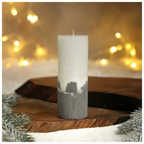 Свеча интерьерная белая с бетоном, 14 х 5 см (1шт.)