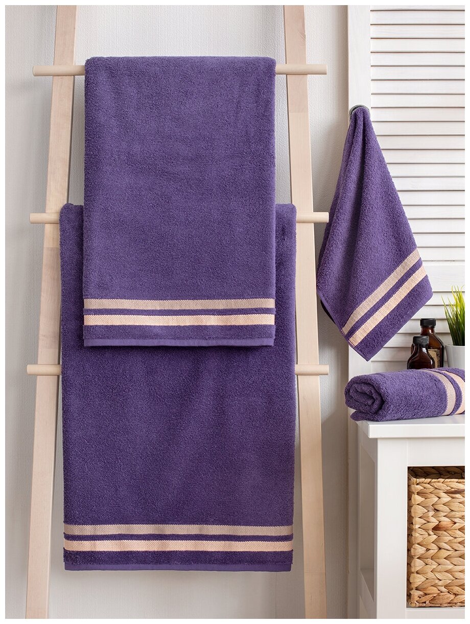 Махровое полотенце Самойловский текстиль Исландия 70х140 см, цвет фиолетовый (баклажан) - фотография № 7