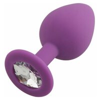 Play Secrets Silicone Butt Plug Medium, фиолетовый/прозрачный. Средняя анальная пробка, из силикона с кристаллом