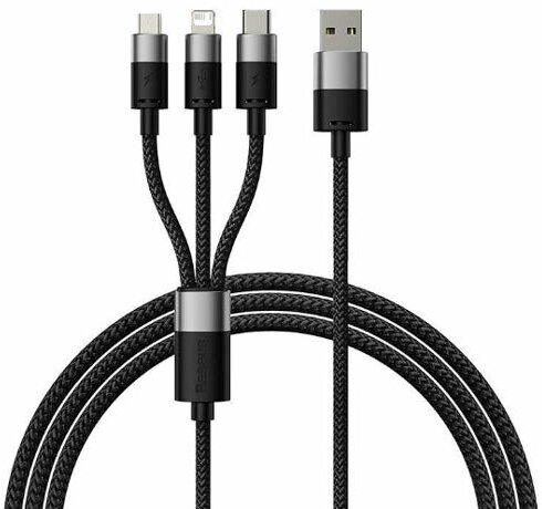 Кабель Baseus StarSpeed 1-for-3 - (3 в 1) Fast Charging Data Cable USB to M+L+C 3.5A 0.6м