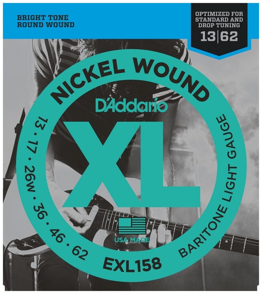 Струны для электрогитары D'Addario EXL158 Baritone Light Nickel Wound 13-62