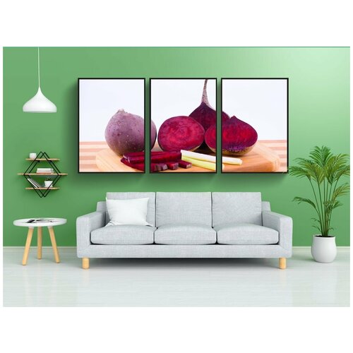 фото Набор модулных постеров для интерьера "свекла, овощи, еда для моего здоровья" 60x90 см. в тубусе, без рамки lotsprints