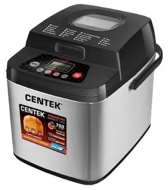 Centek Хлебопечка Centek CT-1410, 650 Вт, 19 программ, выбор цвета корки, чёрная