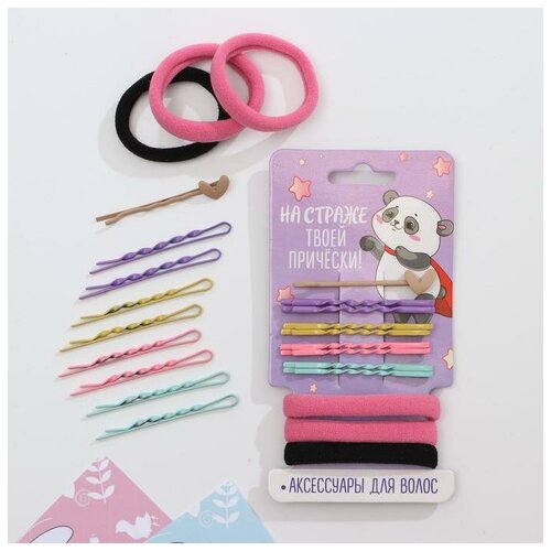 фото Набор заколок и резинок на подложке "на страже твоей прически" нет бренда