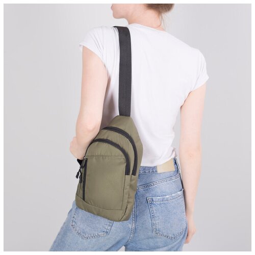 фото 71019 пу600 сумка молод, 8*16*32, 2 отд на молнии, н/карман, хаки 4539705 зфтс