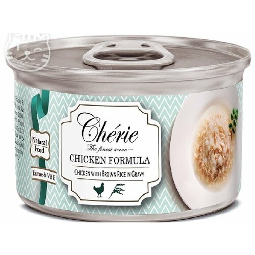 Консервы для взрослых кошек Pettric Cherie Shredded Chicken with Brown Rice Entrees in Gravy/ Курица с бурым рисом в подливке (80 гр.*12 шт.)