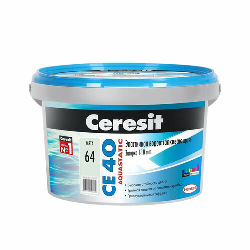 затирка ceresit ce 40 aquastatic 40 жасмин 1 кг Затирка Ceresit CE 40 Aquastatic №64, мята, 2 кг