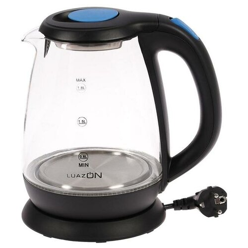 Чайник электрический LuazON LSK-1810 стекло 18 л 1500 Вт подсветка черный 197800₽