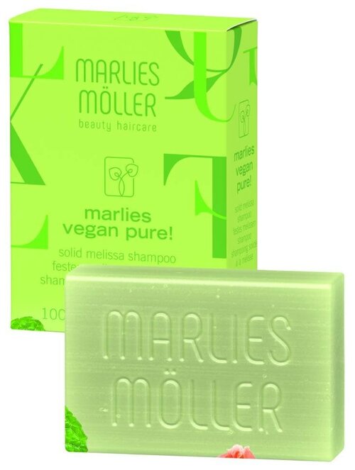 Marlies Moller VEGAN PURE Твердый шампунь для волос и кожи головы с экстрактом мелиссы, 100 гр