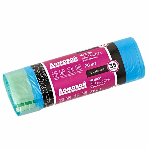 Мешки для мусора СТМ, синие, с завязками,35л / 20шт