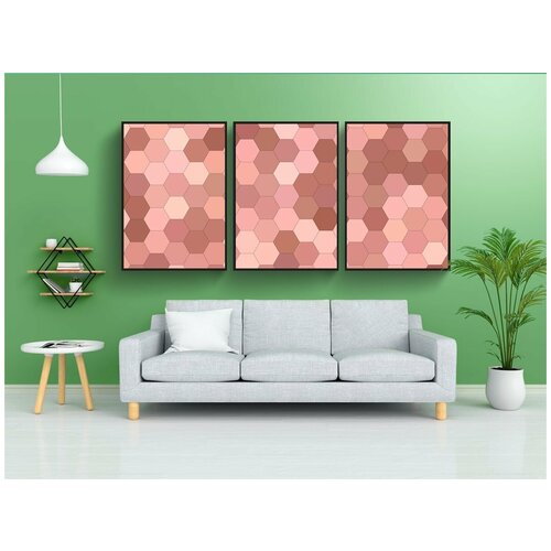 фото Набор модулных постеров для интерьера "шаблон, мозаика, шестиугольник" 60x90 см. в тубусе, без рамки lotsprints