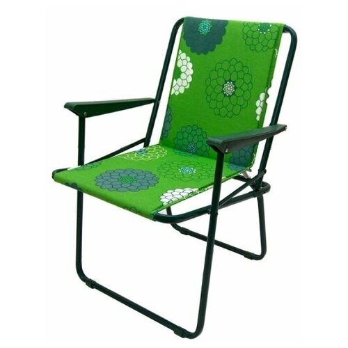 Кресло складное GARDEN STORY Фольварк жесткое (каркас зеленый, ткань зеленая клетка))