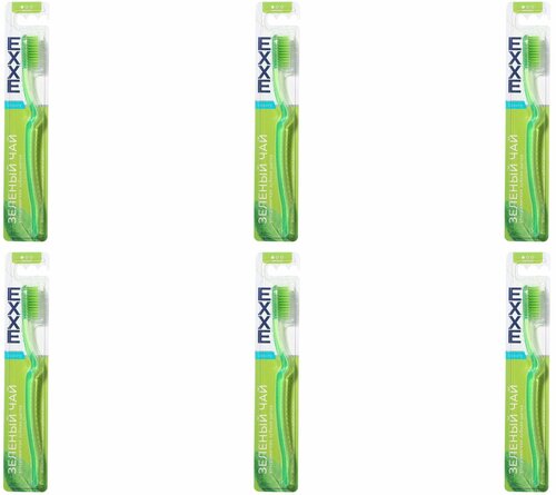Зубная щетка EXXE luxury Зеленый чай, мягкая, зелeный, 6 уп.