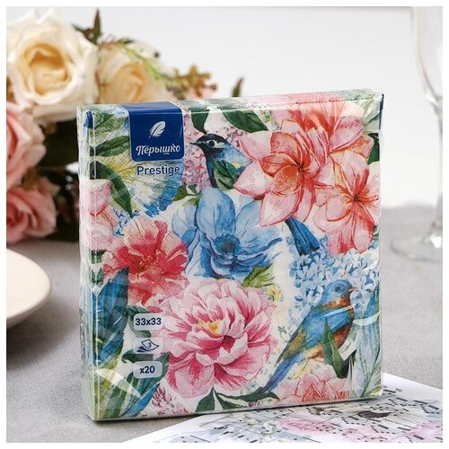 Салфетки бумажные Перышко Prestige парадиз, 3 слоя 20 листов, 33х33 (2 набор)