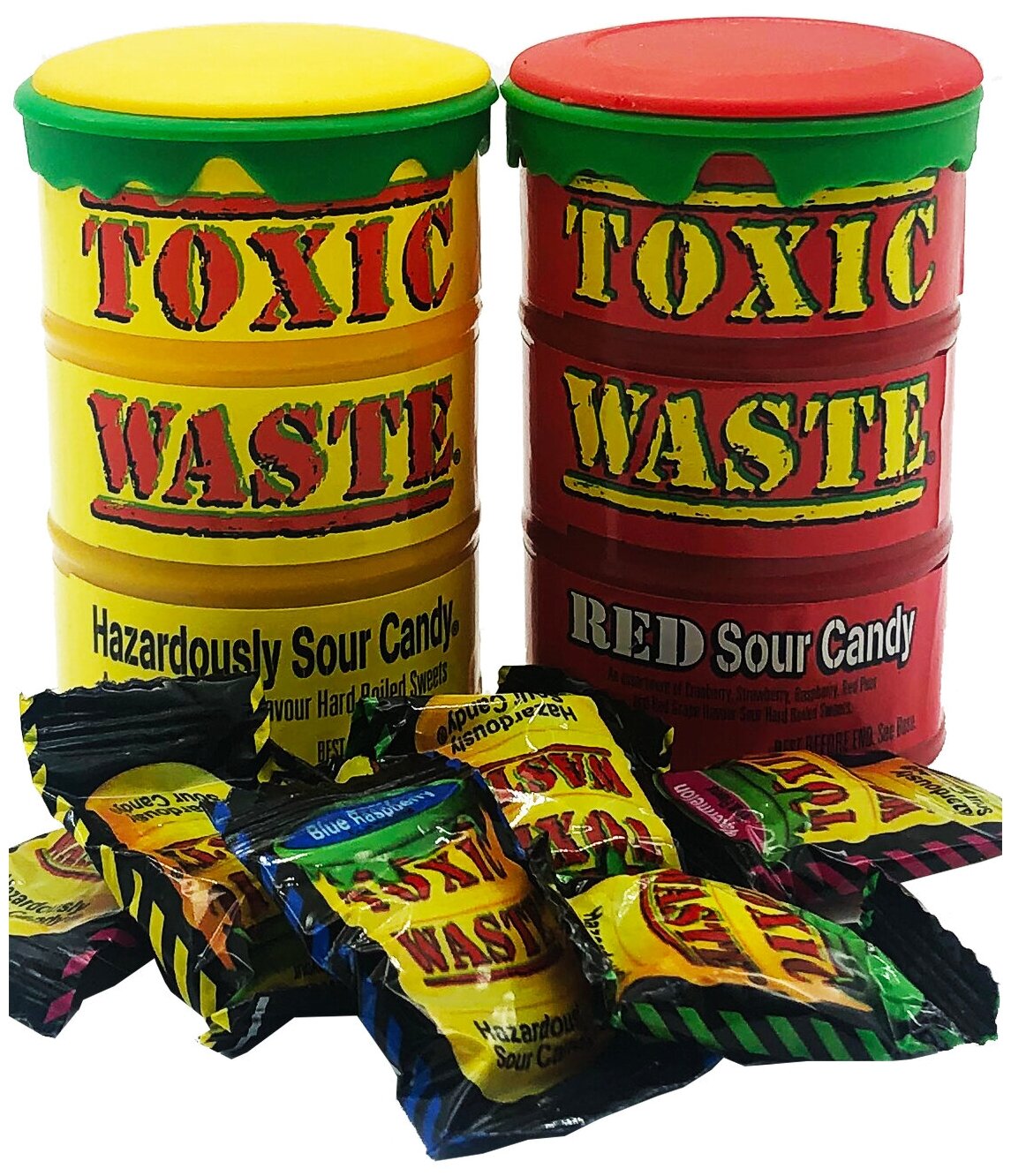 TOXIC WASTE Набор из кислых конфет 2 цвета, желтый и красный