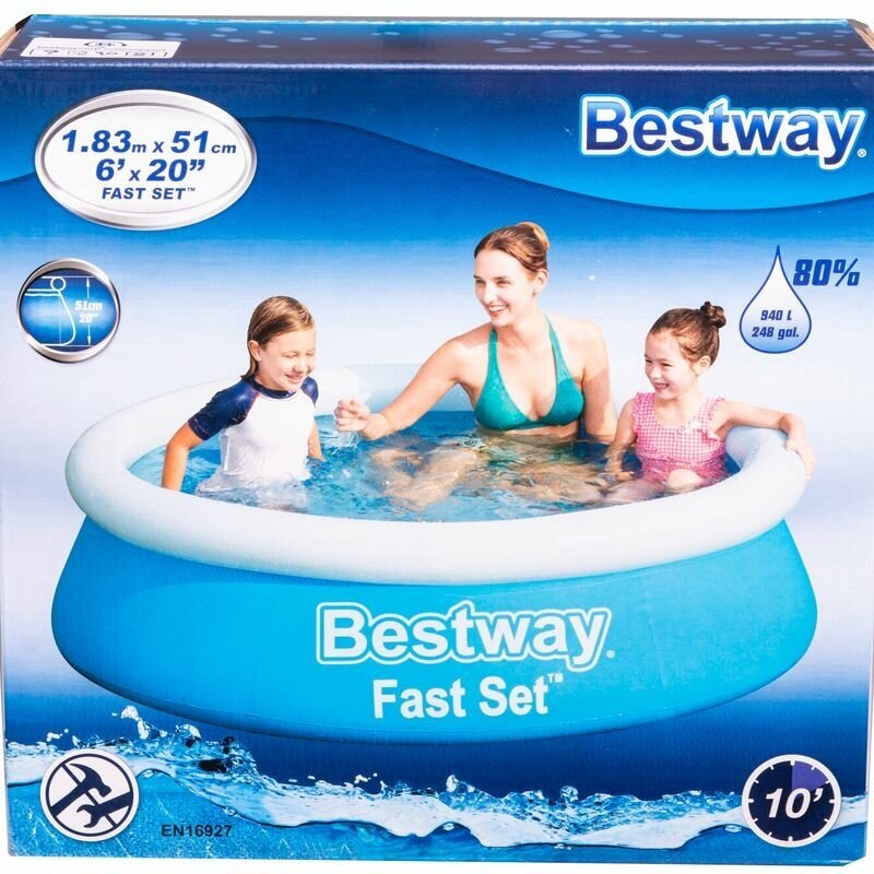 Бассейн надувной Bestway Fast Set, 183х183х51 см