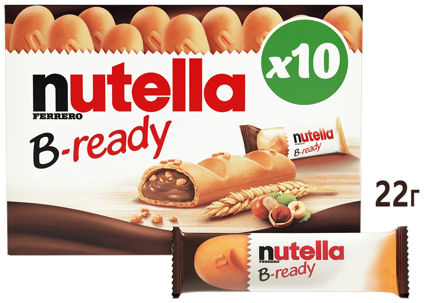 Батончик Nutella B-ready, 22 г, 10 шт.