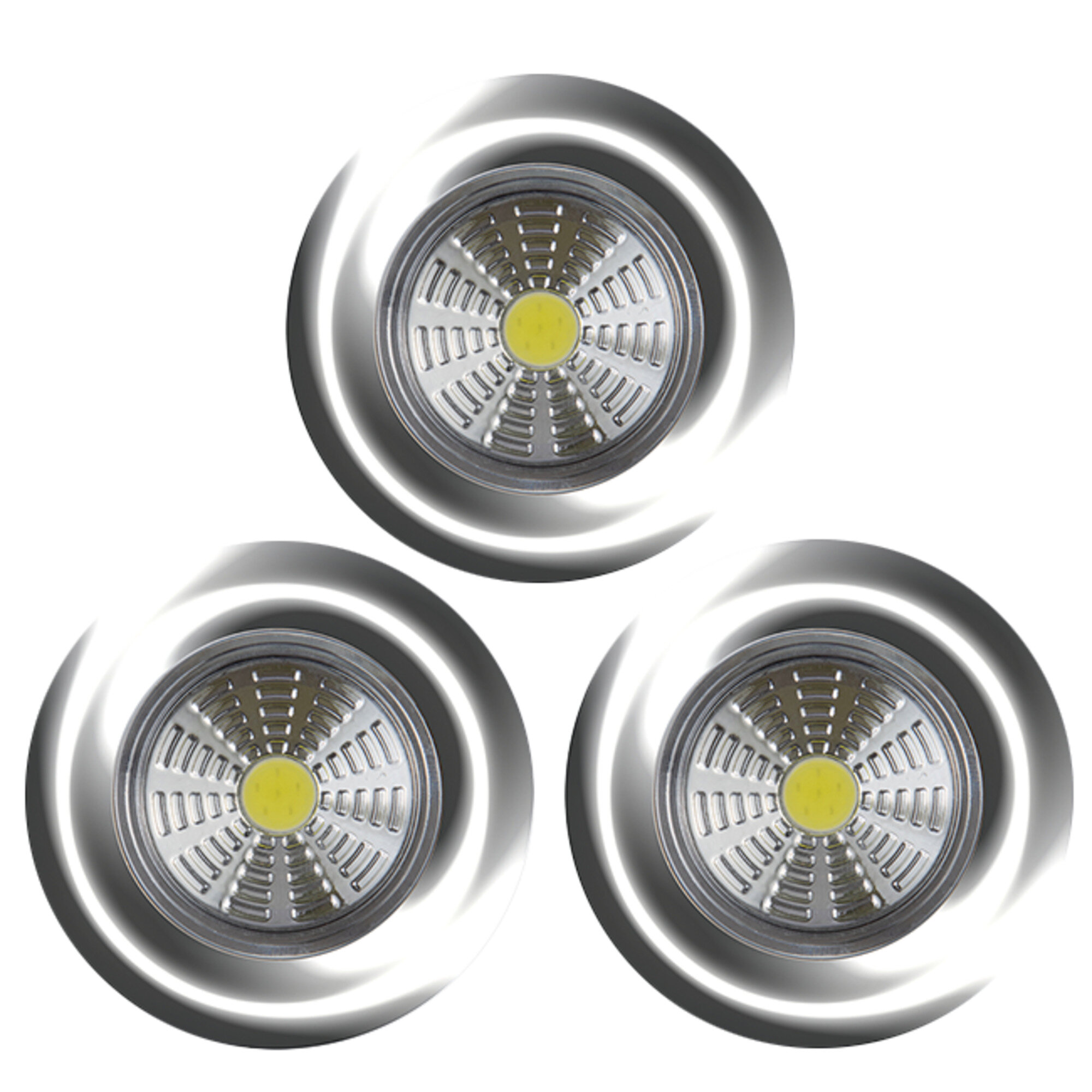 Светодиодный самоклеящийся фонарь-подсветка Pushlight 3Pack металлик COB 3 Вт 3xAAA REV Ritter 29100 8