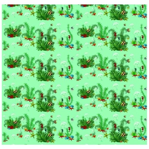 Штора для ванн 180х180 см, 10 колец в комплекте, Водоросли. Умничка