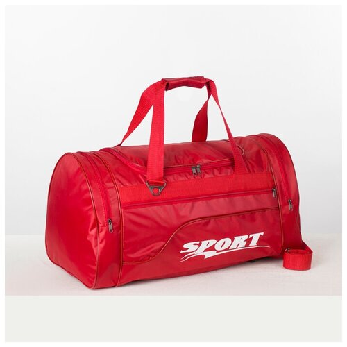 фото Сумка спортивная, отдел на молнии, 3 наружных кармана, длинный ремень, цвет красный mikimarket