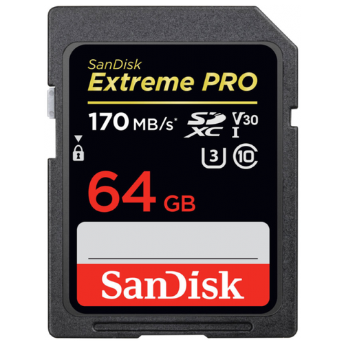 устройство чтения записи флеш карт sandisk extreme pro черный Карта памяти SanDisk SDXC Extreme Pro Class 10 UHS-I U3 (170/90MB/s) 64GB