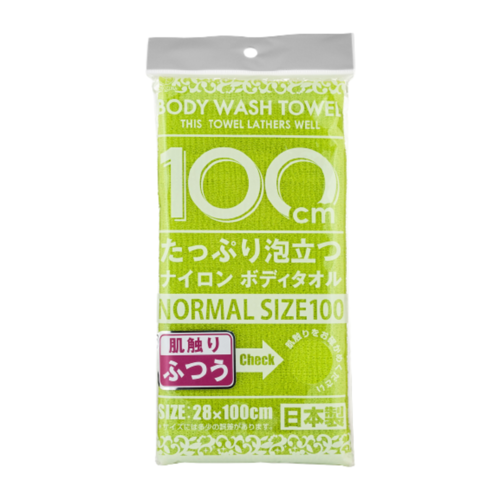 Купить Shower long body towel массажная мочалка для тела, салатовая, средней жесткости, 28х100 см, Yokozuna, зеленый