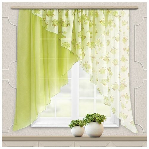 Комплект штор для кухни Witerra Марианна, 300*160 см, цвет зеленый