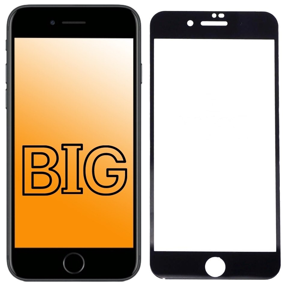 Защитное стекло для iPhone 7 Plus и iPhone 8 Plus с черной рамкой / Стекло на айфон 7 плюс и айфон 8 плюс (в комплекте 2 стекла)