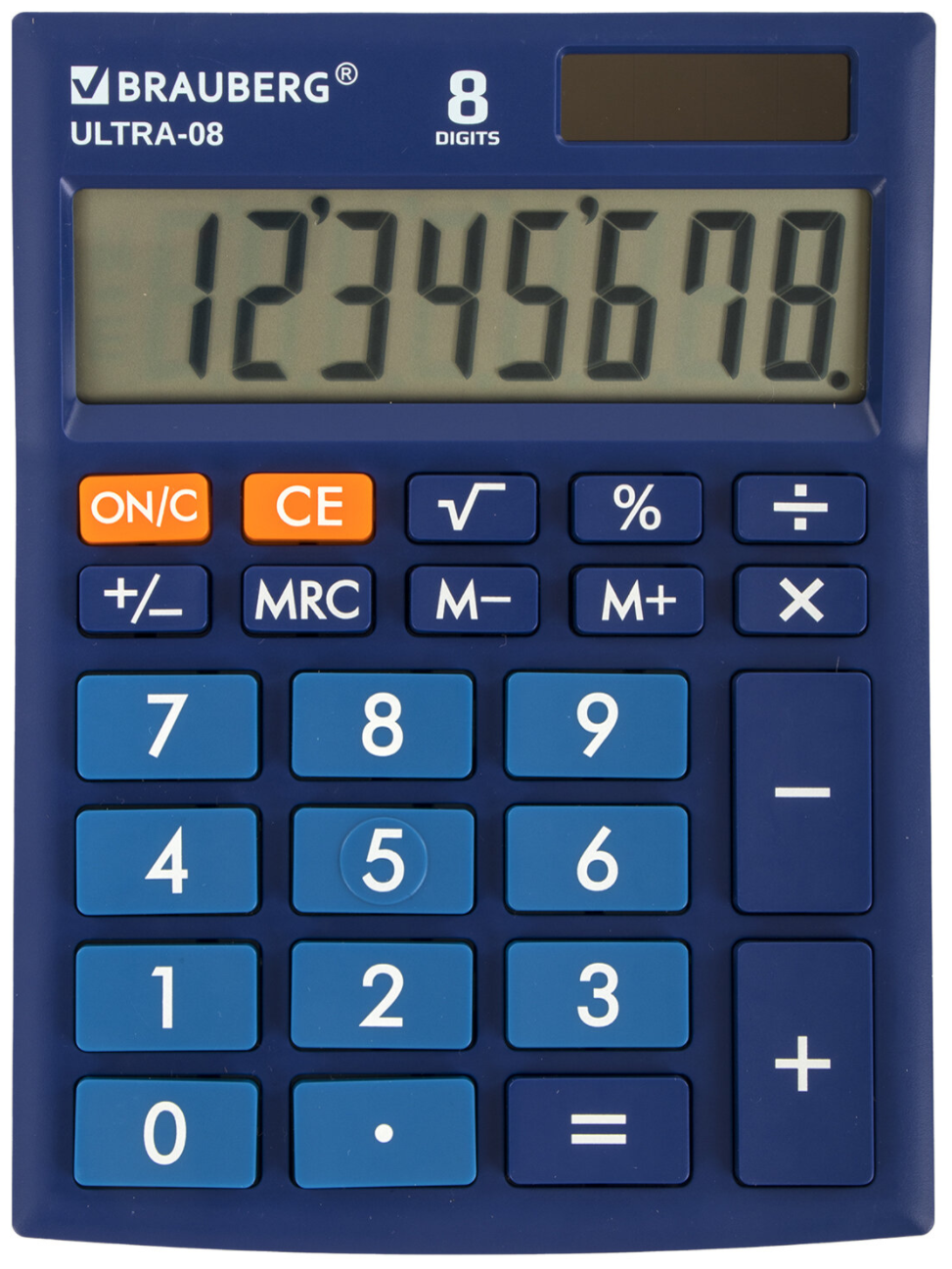 Калькулятор настольный BRAUBERG ULTRA-08-BU, компактный (154x115мм), 8 разрядов, синий, 250508