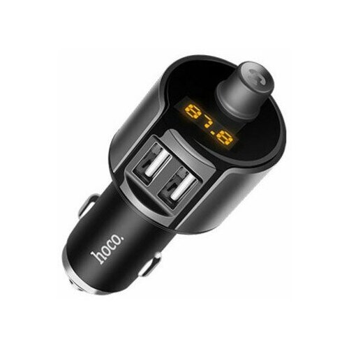 фото Блок питания автомобильный 2 usb hoco, e19, 2400ma, soft touch, с fm-трансмиттером, цвет чёрный