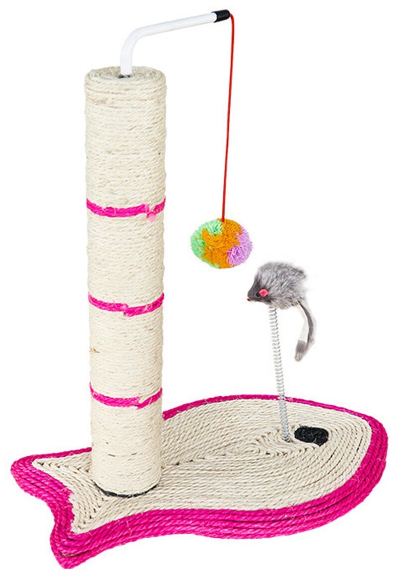 Игрушка когтеточка для кошек, цвет бежевый, розовый, 40х45 см - фотография № 1