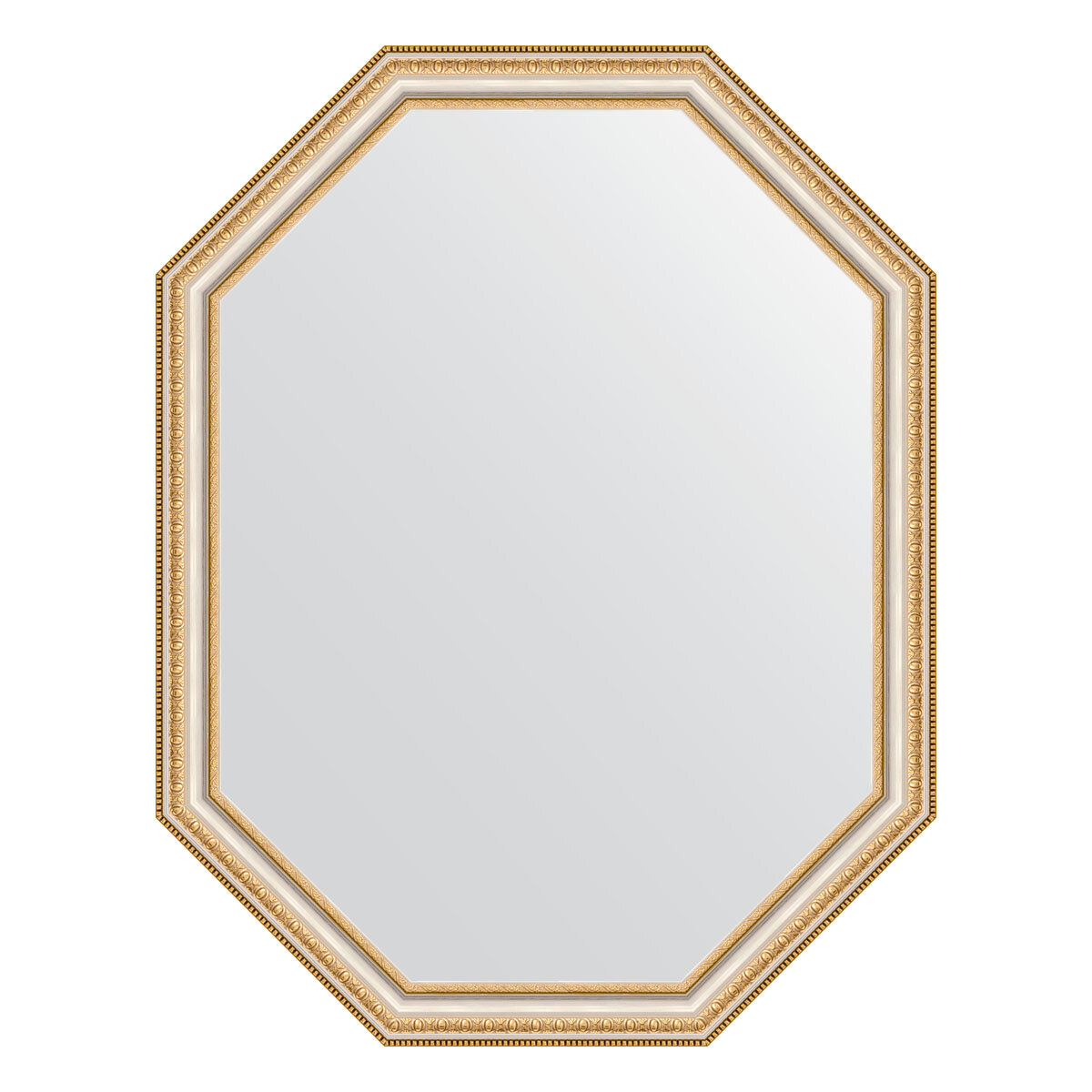 Зеркало настенное Polygon EVOFORM в багетной раме золотые бусы на серебре, 71х91 см, для гостиной, прихожей, спальни и ванной комнаты, BY 7052