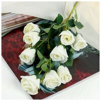 Цветы искусственные "Роза букетная" 4*63 см, белый