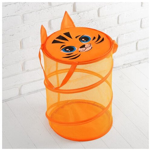 фото Корзина для игрушек школа талантов "тигр", с ручками и крышкой, 33*43 см (2951949)