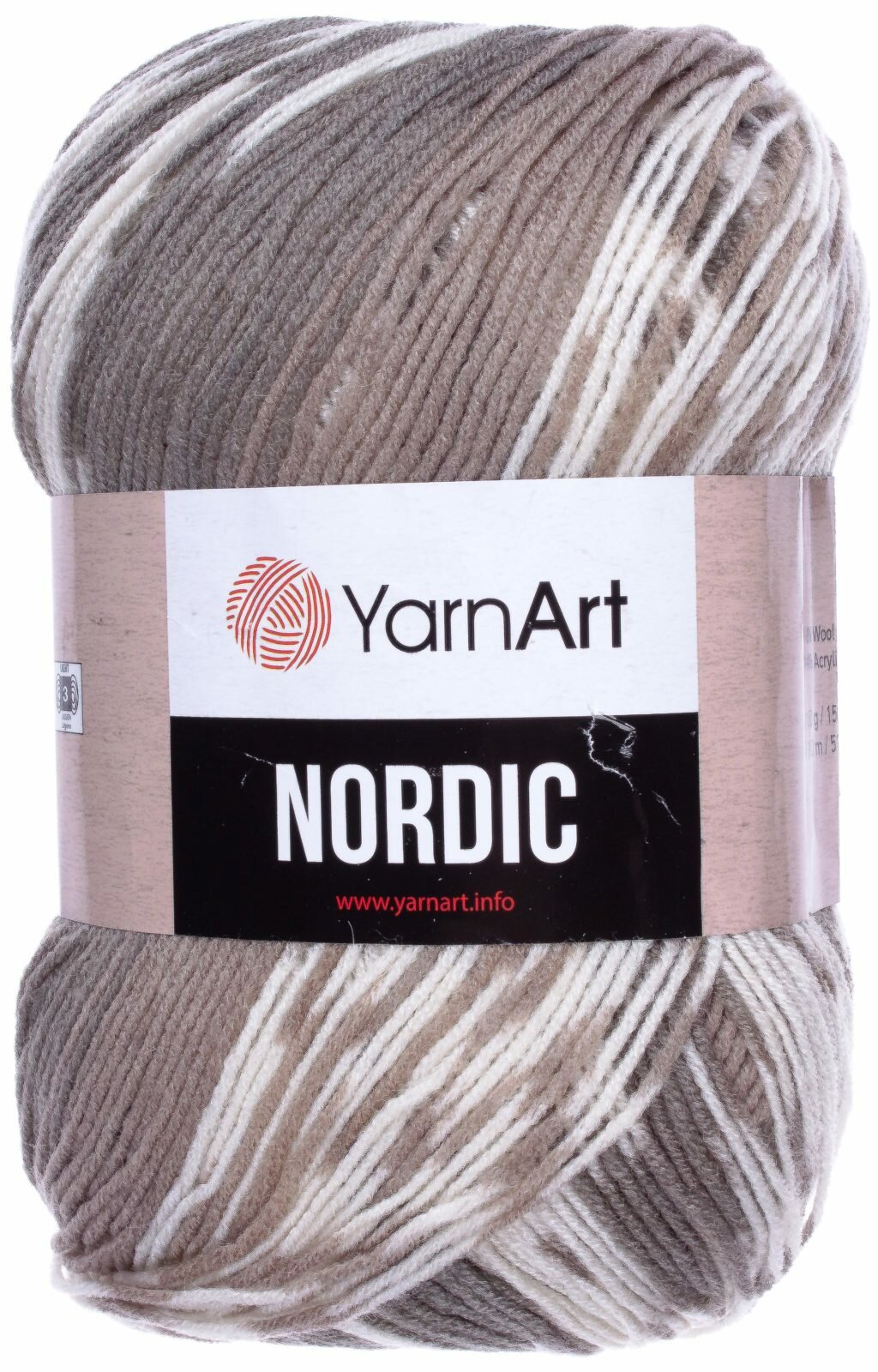 Пряжа Yarnart Nordic серый-белый-кофе (659), 20%шерсть/80%акрил, 510м, 150г, 1шт