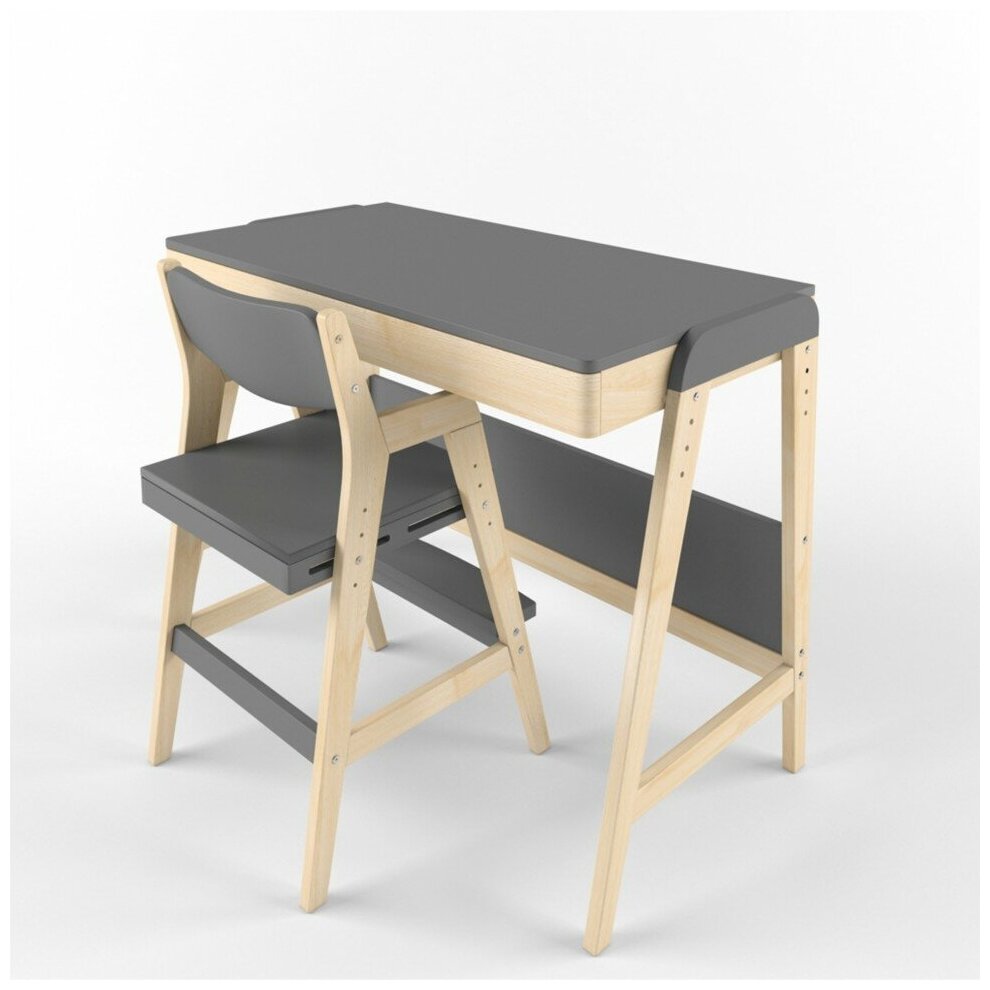 Комплект растущие стол + стул 38 попугаев «Вуди» (Комбо серый)