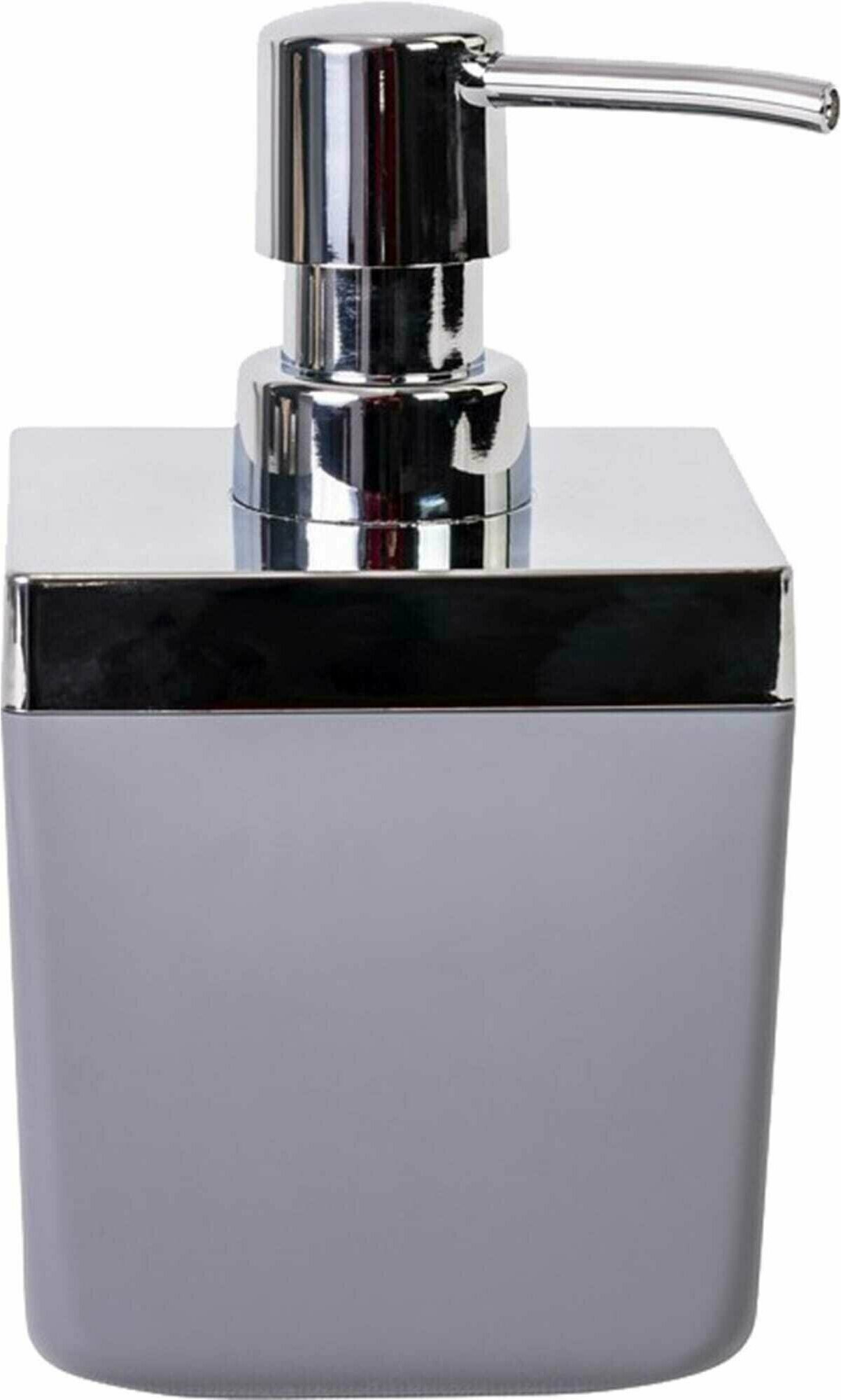 Дозатор для жидкого мыла Primanova M-SA01-07 TOSKANA, цвет серый, материал пластик, настольный, объем 250 мл, размер 8,5x8,5x14,5 см